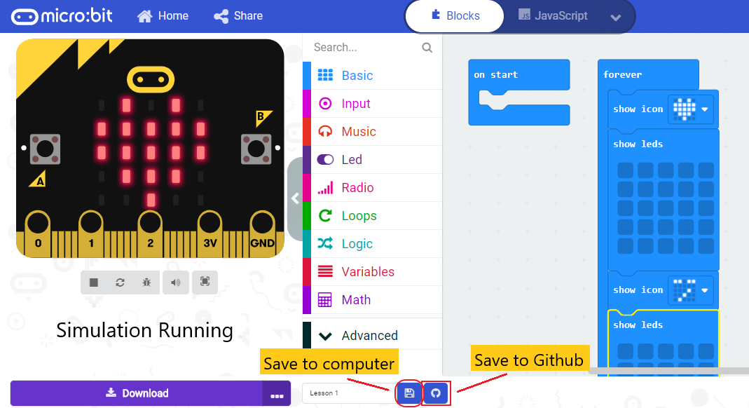 MakeCode microbit save project