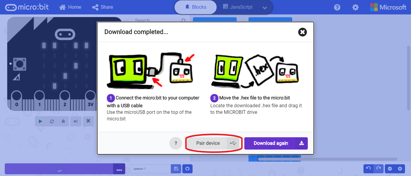 Pair microbit in MakeCode