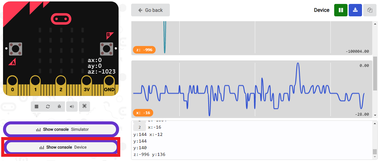 Show accelerometer reading